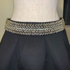 Black bedazzled mini skirt